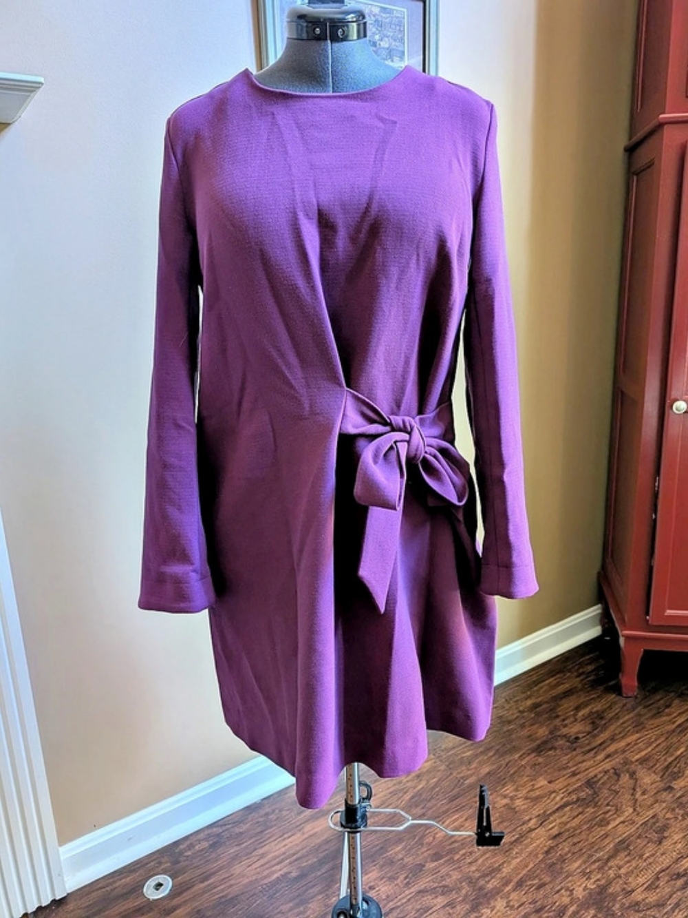Rachel Rachel Roy Purple Long Sleeve Tie-Waist Mini Dress
